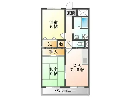 サンロイヤル(2DK/2階)の間取り写真