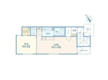 CASA PIAZZA東長崎II(1LDK/1階)の間取り写真