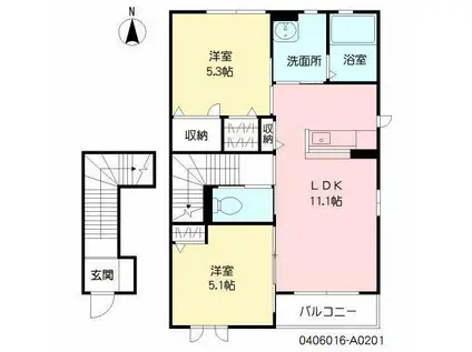 フェリーチェ (2LDK/2階)の間取り写真