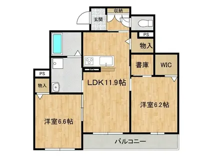 アレスリーベ陣場(2LDK/3階)の間取り写真