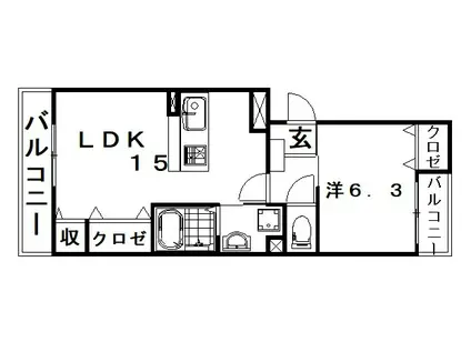 FELICIA曳馬(1LDK/2階)の間取り写真