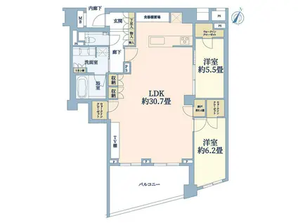 レフィール参宮橋ヒルズ(2LDK/5階)の間取り写真