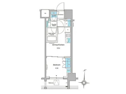 ブラウ菊川プレイス(1DK/8階)の間取り写真