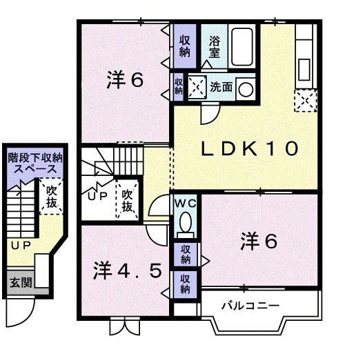 メリーランドハイム(3LDK/2階)の間取り写真