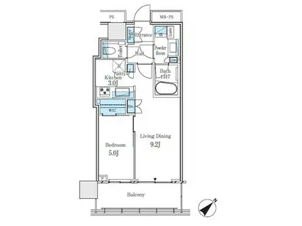 コスギ サード アヴェニュー ザ・レジデンス(1LDK/6階)の間取り写真