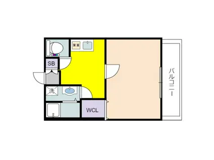 CENT FORCE YOBITSUGI 南棟(1K/2階)の間取り写真