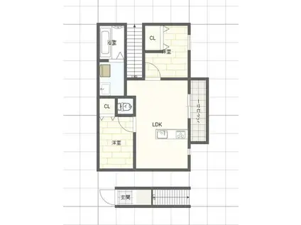 サンサージュ北原(2LDK/2階)の間取り写真