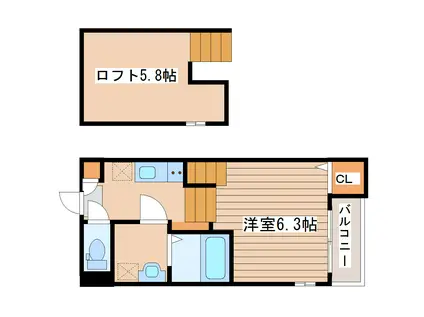 ハーモニーテラス福住町II(ワンルーム/2階)の間取り写真