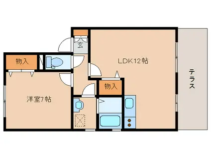 シャルマン高畑C棟(1LDK/2階)の間取り写真