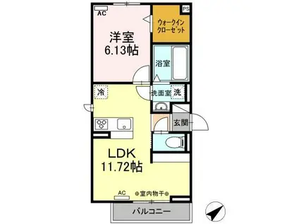 ブレーメン B棟(1LDK/3階)の間取り写真