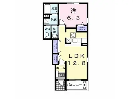 プリムローズ・えむ(1LDK/1階)の間取り写真