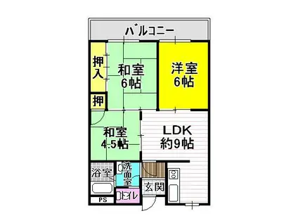 ドムール祐村(3LDK/3階)の間取り写真