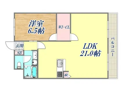 シティハイツ七松(1LDK/4階)の間取り写真