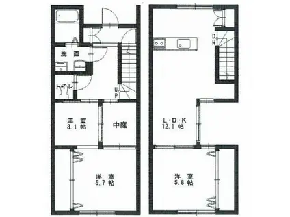 メゾン・ド・ボヌール(2LDK/1階)の間取り写真