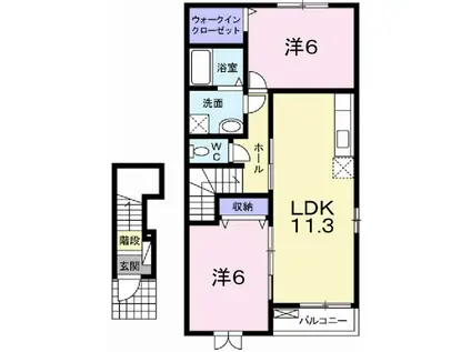 チェリー・ブロッサムIII(2LDK/2階)の間取り写真