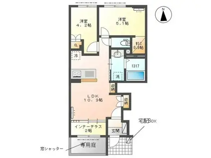 GLANZ -グランツ-(2LDK/1階)の間取り写真