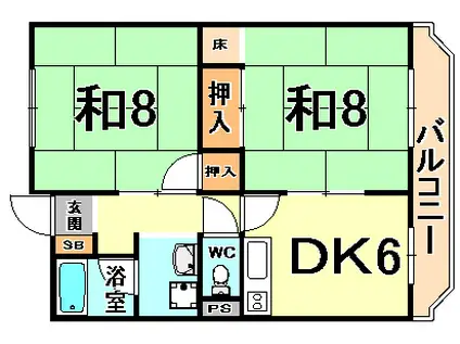 コーポ西台(2DK/3階)の間取り写真