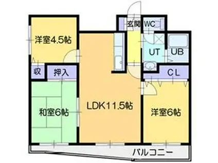 ルピナスN36(3LDK/9階)の間取り写真