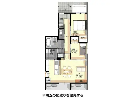 マリアント押田B棟(2LDK/1階)の間取り写真