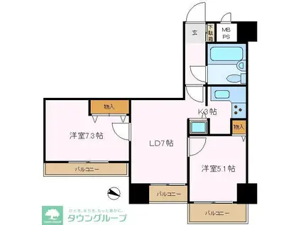 グローリア初穂千駄木(2LDK/11階)の間取り写真