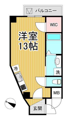 ELEGANTE宝塚(ワンルーム/2階)の間取り写真
