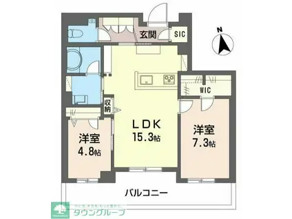 ゼフィールメゾンプレミア緑園(2LDK/1階)の間取り写真