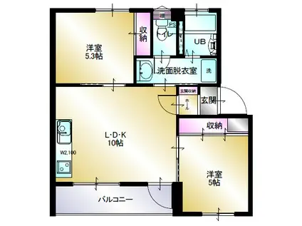 多賀台ヒルズマンションC(2LDK/3階)の間取り写真