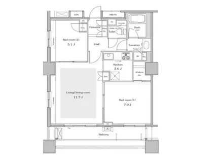 パークアクシス名駅南(2LDK/10階)の間取り写真