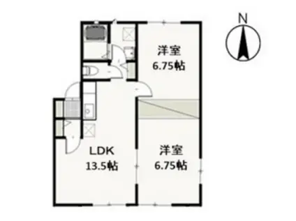 ANGE北方(2LDK/1階)の間取り写真