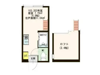ハーモニーテラス高円寺南II(ワンルーム/1階)の間取り写真