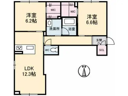 クレストヴェールVII(2LDK/1階)の間取り写真