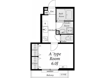 リブリ・武蔵小金井(1K/1階)の間取り写真