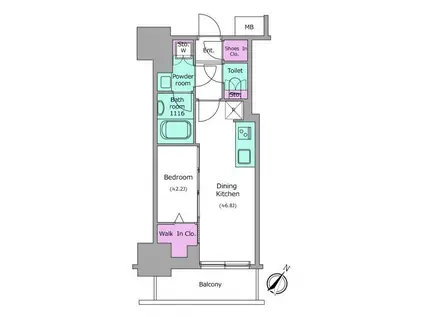アーバネックス日本橋茅場町(1DK/3階)の間取り写真