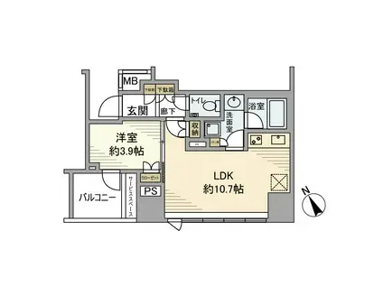 プラウド馬車道(1LDK/7階)の間取り写真