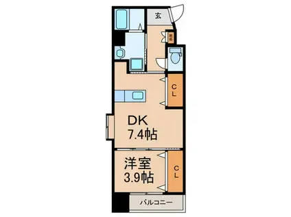 アルゴヴィラージュ天神II(1DK/7階)の間取り写真