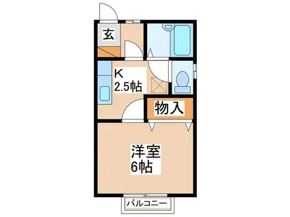 グリーンハイツ川岸上3丁目(1K/2階)の間取り写真