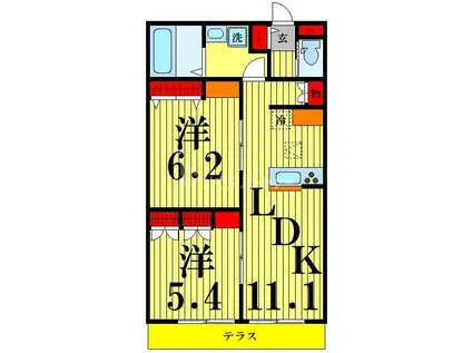 MAISON DE M・A・Y(2LDK/1階)の間取り写真