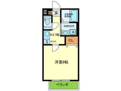メルレーブK・S(1K/1階)の間取り写真