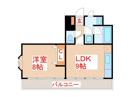 平之町タワーズ(1LDK/9階)の間取り写真