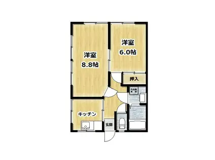 ハイムM2(1LDK/1階)の間取り写真