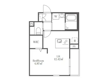 メテオール(1LK/2階)の間取り写真