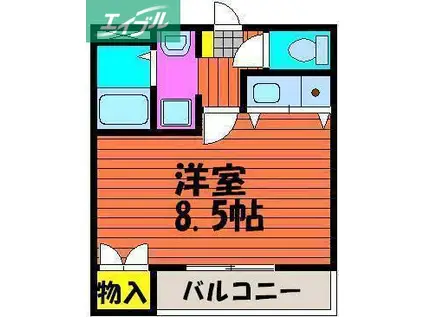 ピラミドI(ワンルーム/2階)の間取り写真