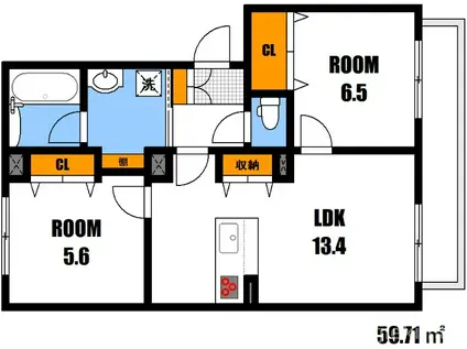 ルーエグレンタイン(2LDK/3階)の間取り写真