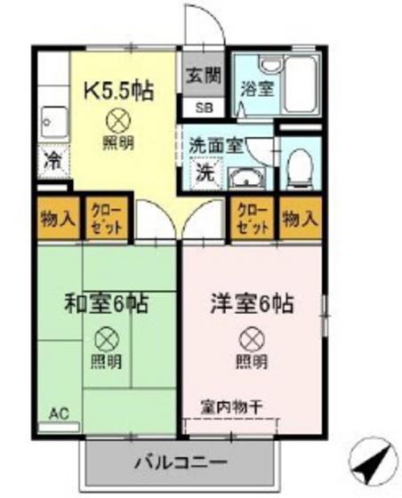 セジュール大松(2K/2階)の間取り写真