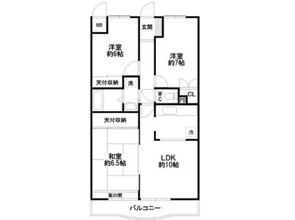 ウィーブ北町(3LDK/5階)の間取り写真