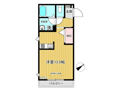 グランディール新百合(ワンルーム/2階)の間取り写真