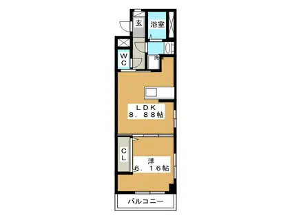 ATLAS PROUD(1DK/2階)の間取り写真