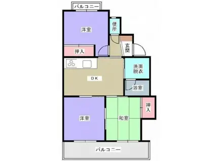 西本浦奥田ビル(3DK/2階)の間取り写真