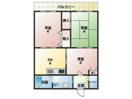 サンモール富堂II(3DK/2階)の間取り写真