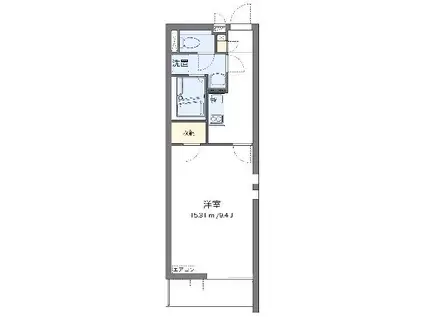 クレイノシャンティ浦和(1K/3階)の間取り写真